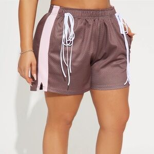 Fashion Nova Brown and Pink Athletic Shorts